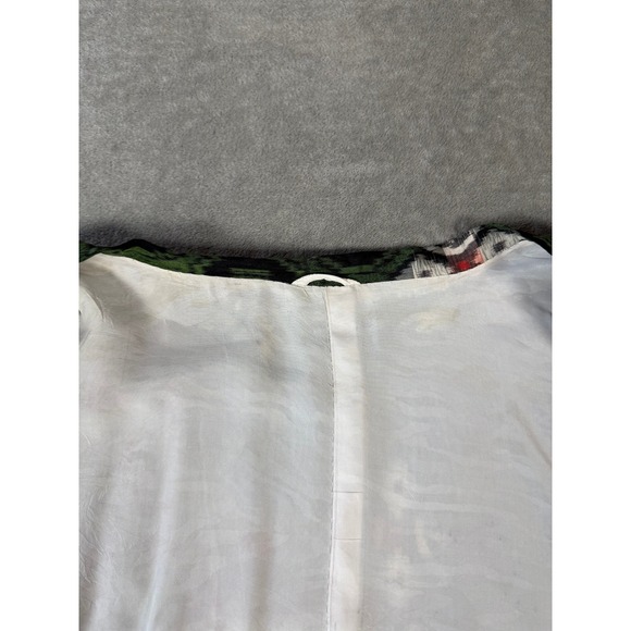 Vintage Japanese Haori Jacket Green Silk Ikat Boho Statement Coat - Picture 9 of 9